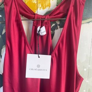 Chloe Kristyn Red Nina Slip Dress Size Medium NWT